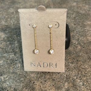 Nadri Cubic Zirconia Linear Drop Earrings, Goldtone, New